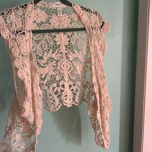 Off white crochet vest overpiece 1X